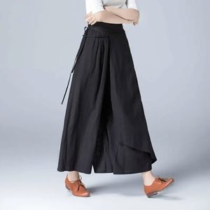 Black Linen Wrap Pants